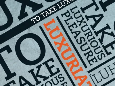 Luxuriate [Defined] blue caecilia luxury orange poster typography