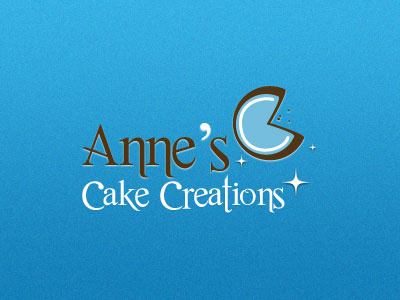 Anne's Cake Creations blue brown design drop shadow gradient illustrator logo noise photoshop white