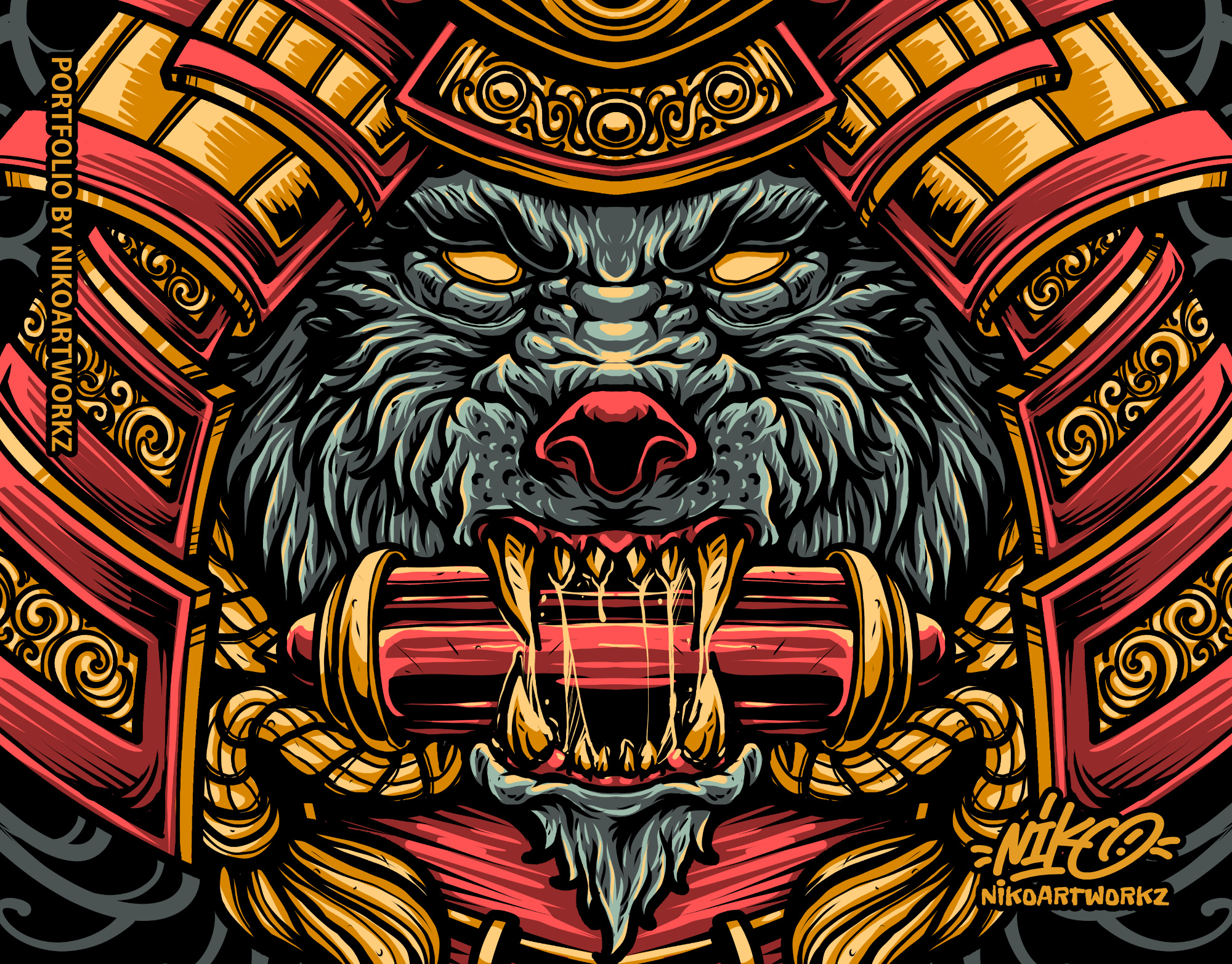 WOLF JAPANESE apparel art artwork branding clothing design digital art fashion graphic design illustration logo merchandise streetwear t shirt design