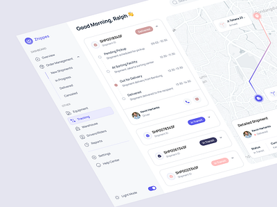 Zhippes - Tracking Dashboard branding clean dashboard delivery design location maps minimalist modern package pickup shipment shipping tracking ui ux website