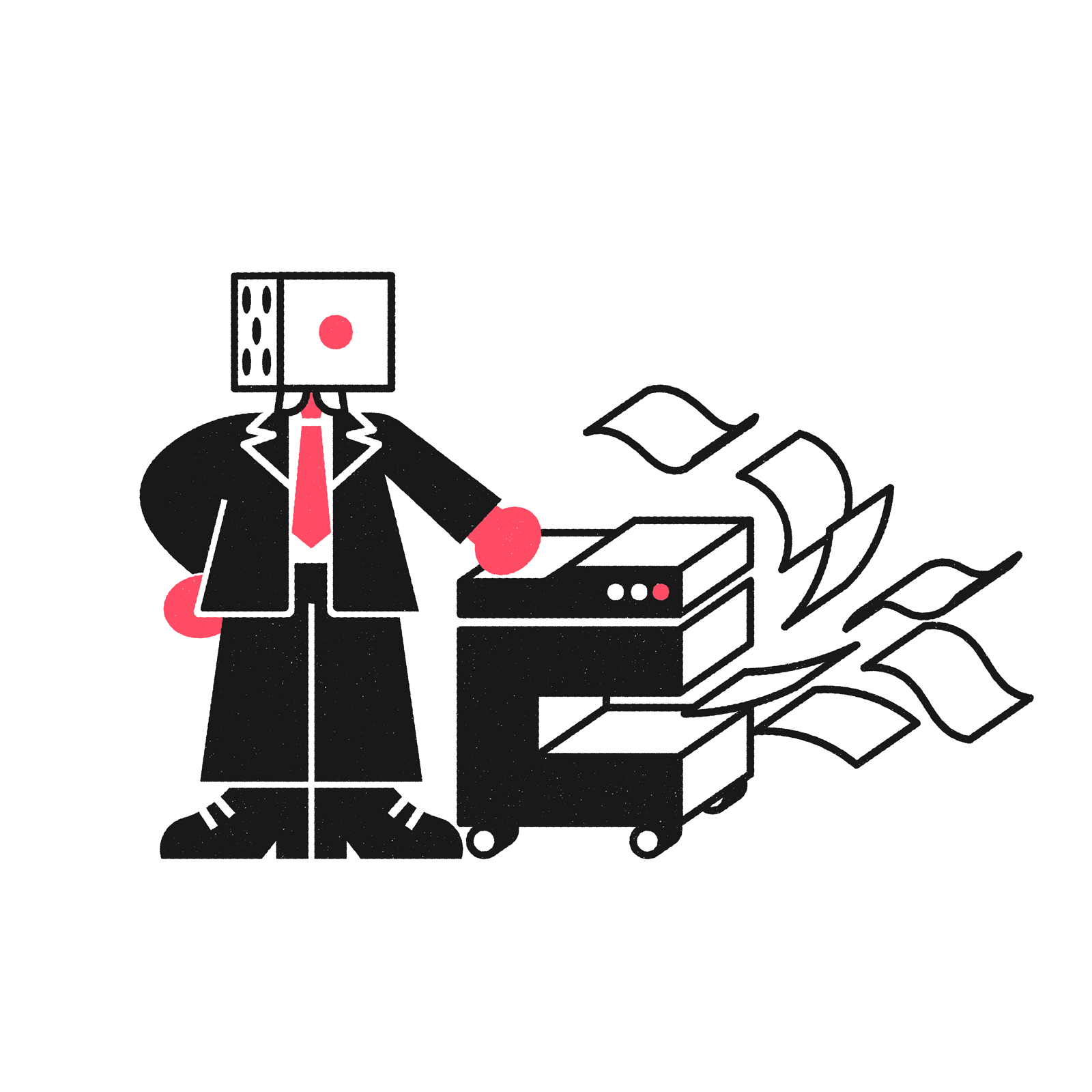 Office related spot illustration character design illustration retro vector