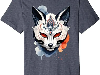 Kitsune Spirit Mask Premium T-Shirt amazon anime art comicon culture fashion fox illustration japan japanese kitsune mask shirts spirit trendy tshirt watercolor