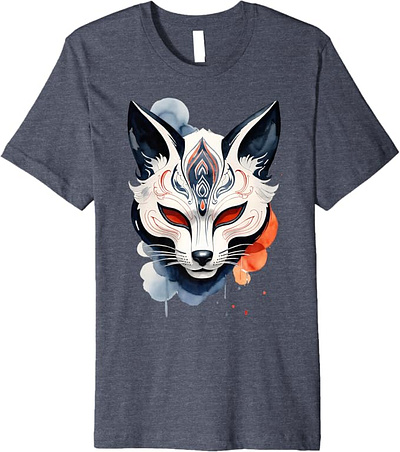 Kitsune Spirit Mask Premium T-Shirt amazon anime art comicon culture fashion fox illustration japan japanese kitsune mask shirts spirit trendy tshirt watercolor