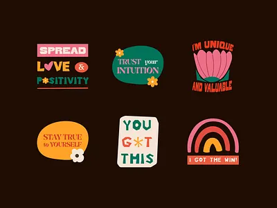 Affirmation and Motivational Quotes Stickers ✨💗 vector