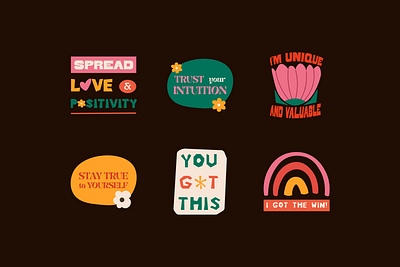 Affirmation and Motivational Quotes Stickers ✨💗 vector