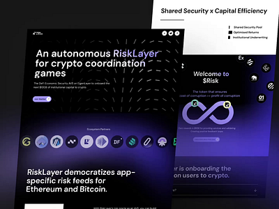 RiskLayer : Webflow Development for a Blockchain Company autonomous bitcoin clean coordination games crypto democratizes app ethereum games landing page crypto live website motion design simple ui design web design