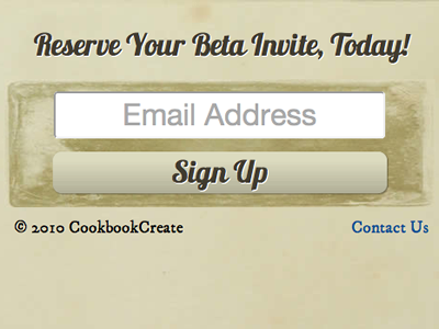 CookbookCreate Mailchimp Sign-Up brown forms splash page tan webfonts