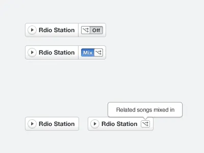 Rdio Station button rdio switch toggle tooltip