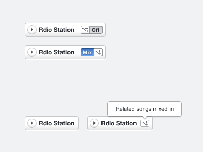 Rdio Station button rdio switch toggle tooltip