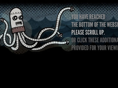 You Have Reached The Bottom footer illustration octopus robot