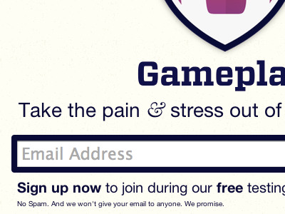 Gameplan Homepage ampersand email helvetica