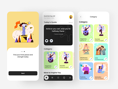 Daily Motivation App creative design creative ui design daily motivation app design trends landing page design mobile app mobile app ui design modern ui motivation app motivation app ui design motivation app uiux design ui uiux uiux design user interface user interface design user research ux ux research