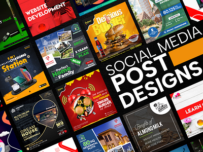 Social Media Post Designs For Multiple Brands facebook post graphic design minimalist social media design social media marketing