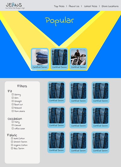 An Idea for a commercial jeans website (feedbacks appreciated) ui