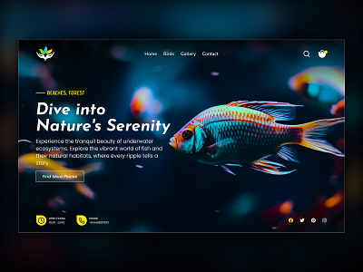 Immersive Fish & Nature-Themed Hero – Website Design Concepts branding creative landing pages digital art and design figma ui concepts figmadesign fish and nature design hero section concepts interactive design minimal web ui modern web design nature elements in web design ui ui design inspiration uiux showcase ux ux design trends web aesthetics web design portfolio website hero design