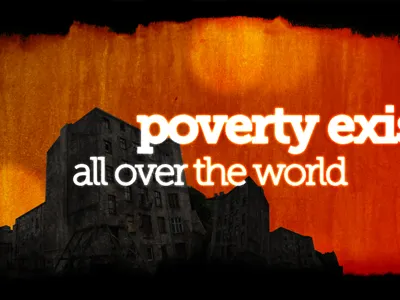 Poverty Exists motion orange poverty