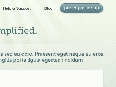 pricing & signup button header nav signup