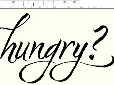 Nori (in progress) calligraphy script type design