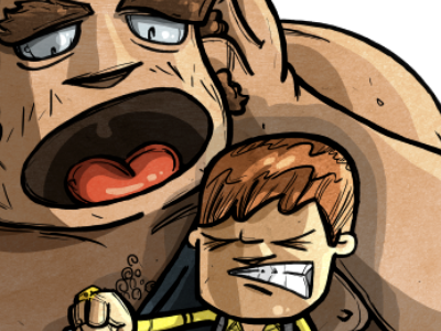 oh noes, he so strong! illustration