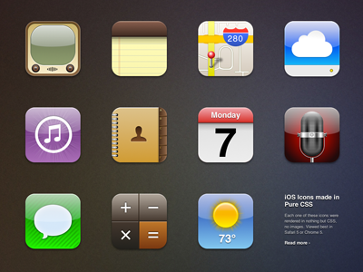 Pure CSS iOS Icons css icon web