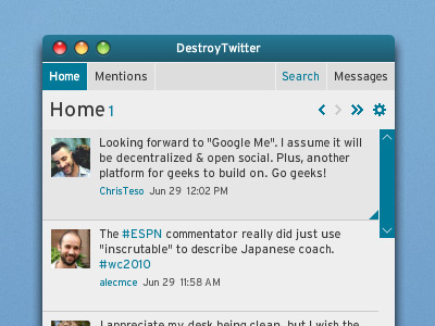 DestroyTwitter themes application twitter ui