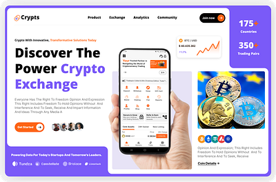 Crypto Trading Website Hero Section Design💰 app design bitcoin blockchain crypto crypto wallet cryptocurrency ethereum finance illustration landing page mobile app saas tradexpro website tradexpro app trading trading app tradiumpro app ui design web design