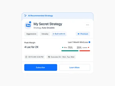 AI-Generated Stock Market Strategy Card for uTrade Algos ai design ai generated ai recommended stock market design strategy card ui