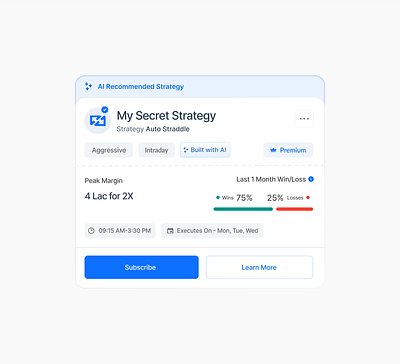 AI-Generated Stock Market Strategy Card for uTrade Algos ai design ai generated ai recommended stock market design strategy card ui