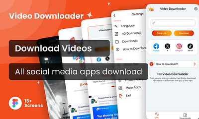 Video Downloader app art design download downloader figma mobile app social app ui uiux video video downloader