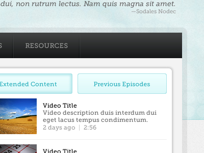 Video Meta buttons navigation teal