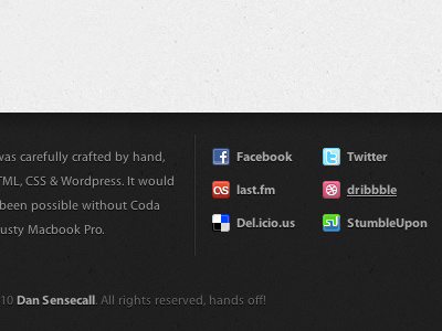 Revised Portfolio Footer navigation portfolio texture website
