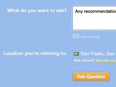 Ask a Question blue button form geo orange web