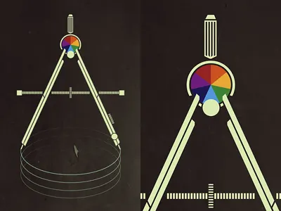Encompass Print colorcubic compass encompass illustration poster print rainbow roygbiv spectrum tools