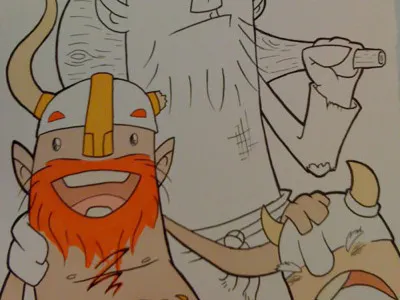 Vikings WIP 2 club horn illustration viking vomit