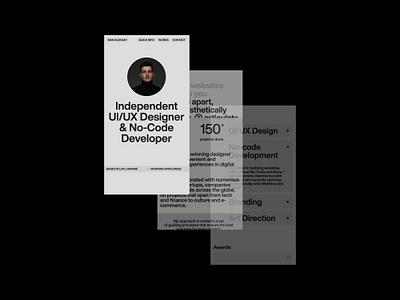 Ivan Duzhak | Portfolio (Mobile) clean design minimalistic mobile design mobile layouts mobile view portfolio ui ux web webdesign webflow website website ui