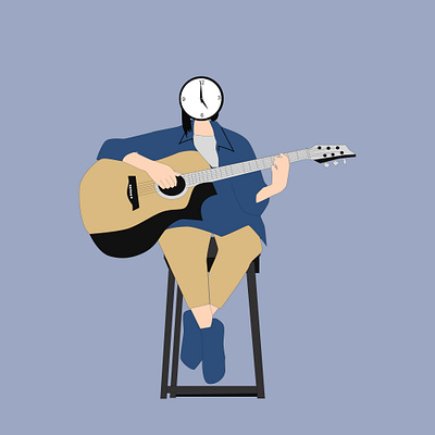 beautiful woman sitting playing guitar icon