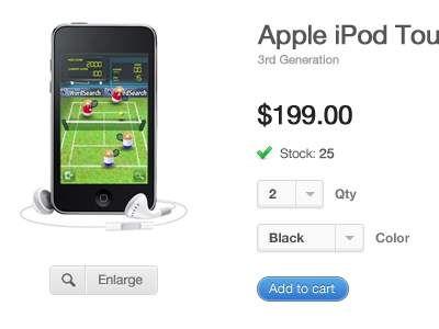 Product cart e commerce ipod product