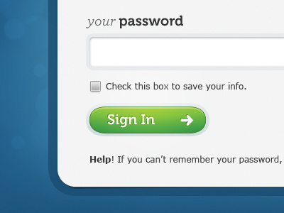 Sign In Button blue button checkbox clean form gel green interface light