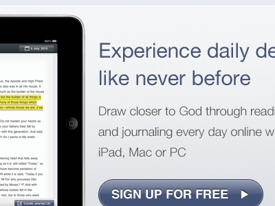 Marketing Page bible devotions ipad sproutcore