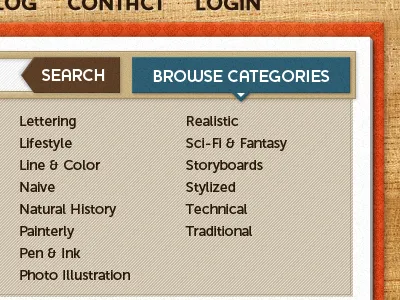 Category Dropdown nav pattern texture wip