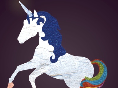 Unicorns & Rainbows 2d cover epic power ballads mixed media paper poster rainbow unicorn