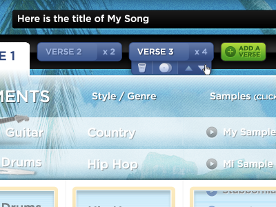 Manage Verses of a Song audio backgrounds buttons facebook app flash interface music skins tabs transparency