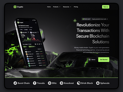 Cryptic - Crypto Product | Web Design 3d cards design crypto crypto homepage crypto website cryptocurrency features section fintech fintech website graphic design hero section landing page mobile crypto mobile design neon trading ui web design web3 webpage