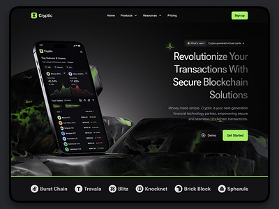 Cryptic - Crypto Product | Web Design 3d cards design crypto crypto homepage crypto website cryptocurrency features section fintech fintech website graphic design hero section landing page mobile crypto mobile design neon trading ui web design web3 webpage