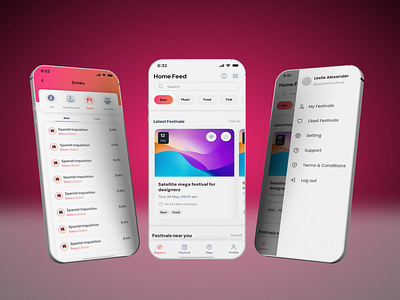 The Festival App UI UX Des app app design branding design event app design graphic design illustration logo mobile app design ui ui ux ui ux desin web app design