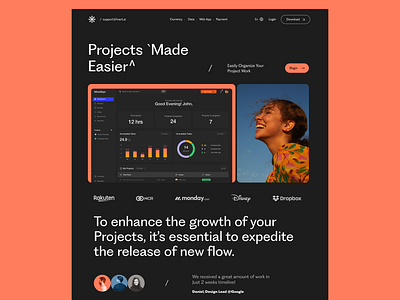 Project Management Website Design agency branding clean dashboard design header illustration landing page product design project management saas saas website task manager todo typography ui ui ux user experience ux website