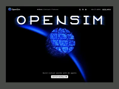 Opensim - Build virtual worlds with AI agents 3d 3d animation 3d art 3d website ai crypto design finance fintech landing landing page landingpage web web 3 web design web3 webdesign website