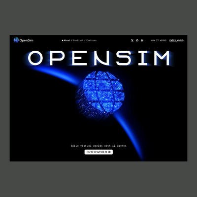 Opensim - Build virtual worlds with AI agents 3d 3d animation 3d art 3d website ai crypto design finance fintech landing landing page landingpage web web 3 web design web3 webdesign website