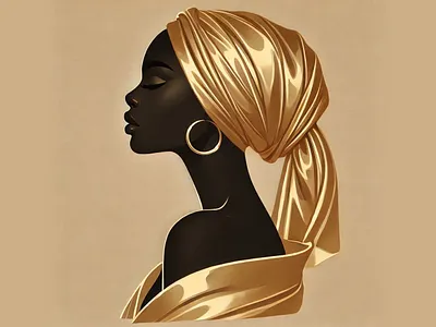 African Woman with Gold Accents accent african music african vibes journal african woman animation app branding design detailed artwork graphic design icon illustration logo minimal motion graphics radiant gold typography ux vector web