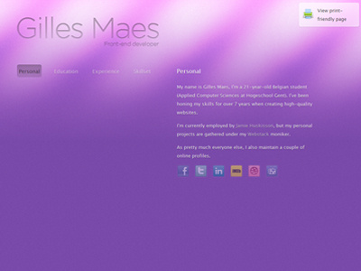 Dribbble purple resume rounded website